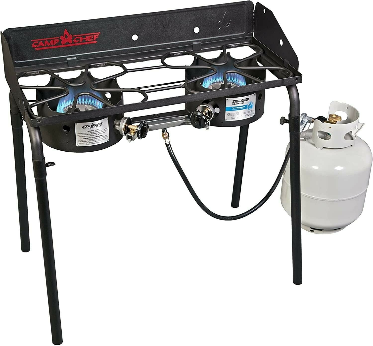 Camp Chef Explorer, Two Burner Stove, Two 30,000 BTU cast-aluminum burners, Cooking Dimensions: 14 in. x 32 in, EX60LW Sansujyuku sansujyuku.com