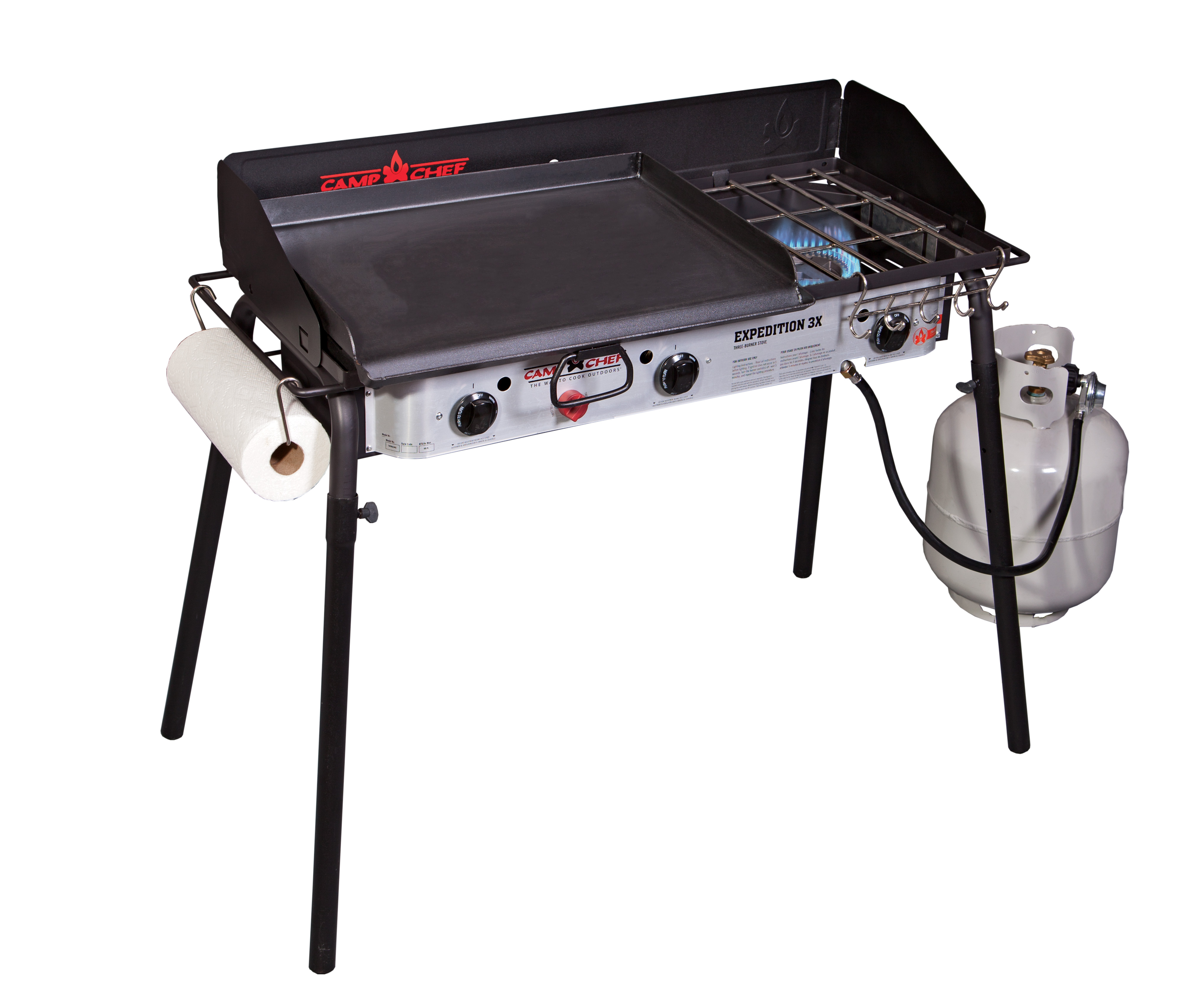 Camp Chef Expedition 3X Stove with 18"x24" Griddle - 3 Burners at 30,000 BTUs Each, TB90LWG - image 1 of 13