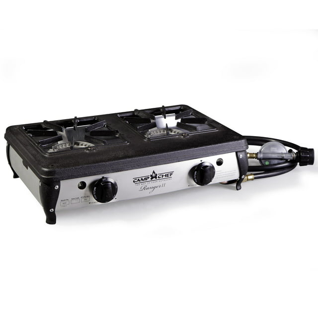 Camp Chef Ranger II Portable Outdoor 2 Burner Propane Stove, 34,000 BTU Total Output, 128 Sq Inch Cooking Area, BS40C
