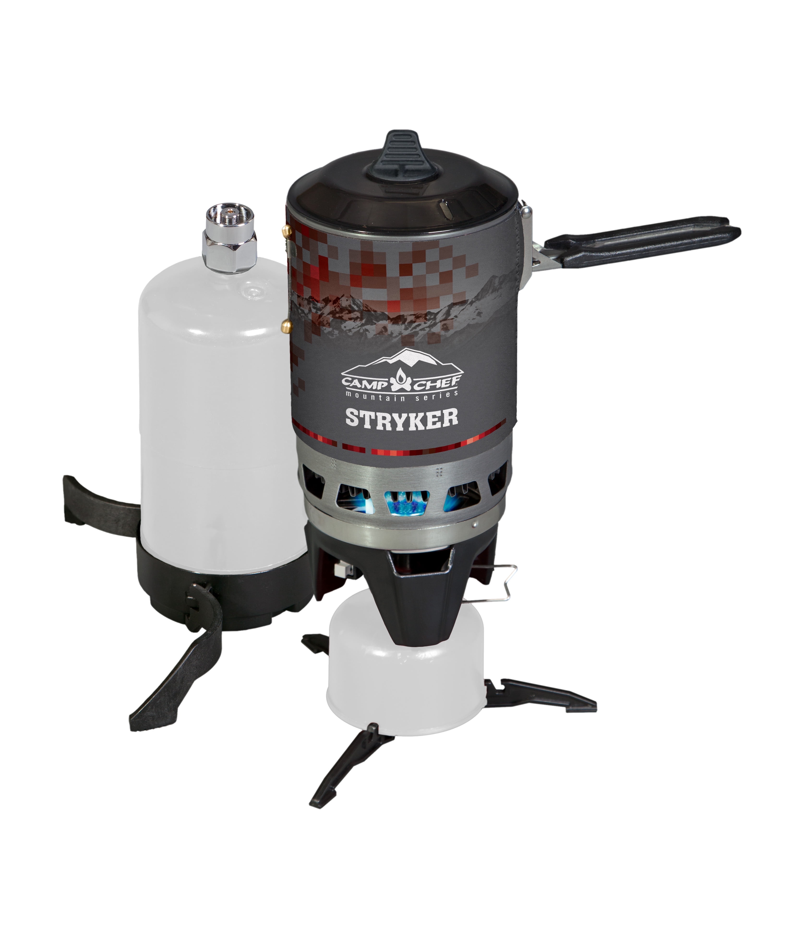 Compact Gray and Black Single Burner Gas Camping Stove