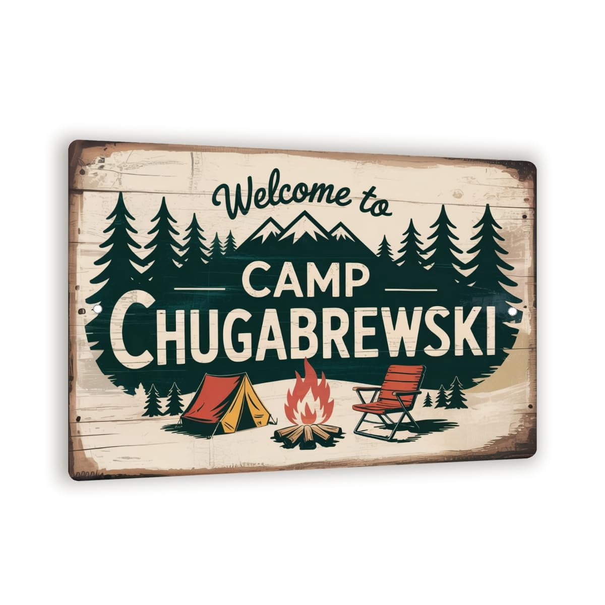 Gallery Detail: Camp Chugabrewski Sign Vintage Metal Camping Wall Decor Rustic