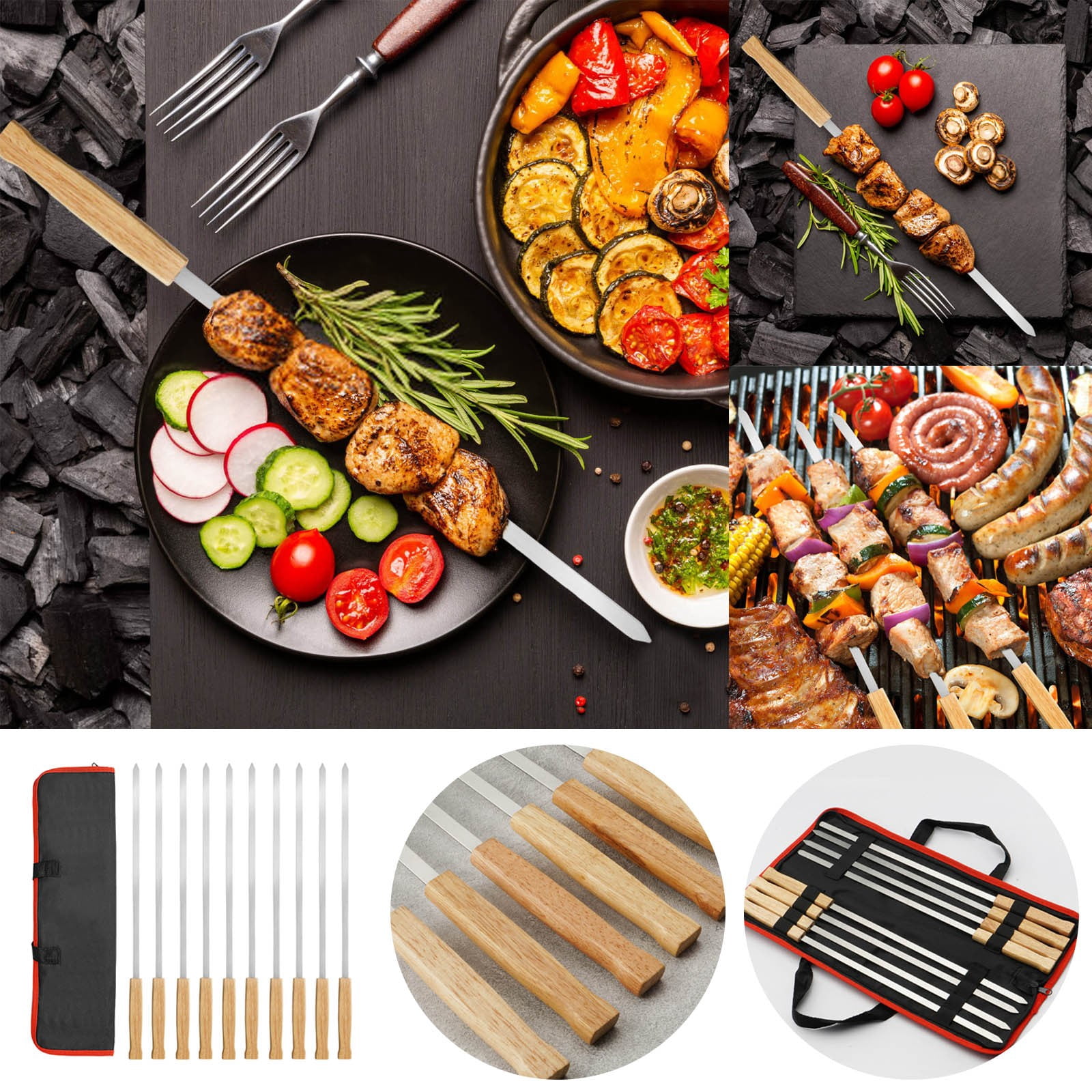 Camp Cooker Grill Sandwich Camp Gear Wooden Swizzle Sticks Skewers