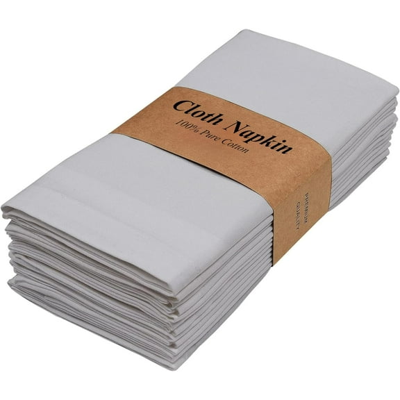 Camp County Beyond [6 Pack, Light grey ] Dinner napkins that are 14 x 14 inches, 100% cotton, and have hemmed edges. Perfect for dinners, weddings, and parties