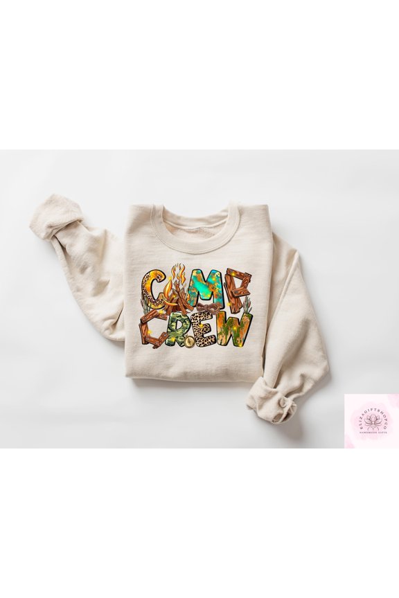 Camp Crew Nature Adventure Camping Life Leopard Outdoor Squad Crewneck Sweatshirt