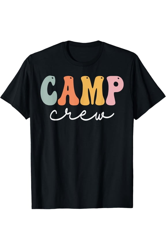 Camp Crew Retro Groovy Vintage Happy First Day of School T-Shirt- Classic Hiking shirt Unisex 100% Cotton Crew Neck T-Shirt Breathable Casual Everyday Wear Affordable Graphic Soft Cheap t shirts