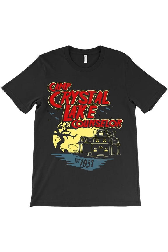 Camp Crystal Lake Counselor Retro 80s Horror Themed Funny and Cute H48131 Unisex T-Shirt, Up to 5XL Available
