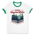 thumbnail image 1 of Camp Crystal Lake Ringer Tee Shirt Unisex Small White/Kelly Green, 1 of 5