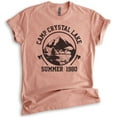 thumbnail image 1 of Camp Crystal Lake Shirt, Unisex Women's Men's Shirt, Funny Horror Movie T-shirt, Graphic Tee, Heather Sunset, X-Large, 1 of 6