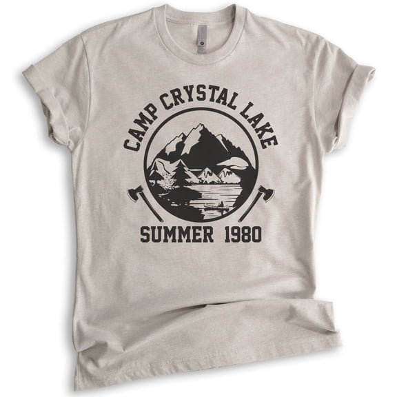 Camp Crystal Lake Shirt, Unisex Women's Men's Shirt, Funny Horror Movie T-shirt, Graphic Tee, Light Silk Gray, Small