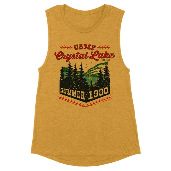 Camp Crystal Lake Women's Muscle Tank Large Antique Gold