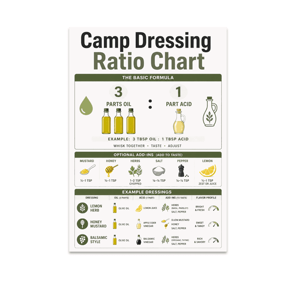 Camp Dressing Ratio Chart - Outdoor Cooking Enthusiast - 13x19 Poster Print