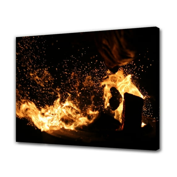 Camp Fire Camp Fire Flame Outdoor Wood Heat Canvas Poster Bedroom Decor Sports Landscape Office Room Decor Gift,Frame-style,16x24inch(40x60cm)