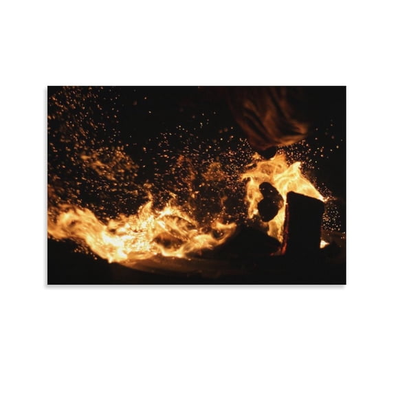 Camp Fire Camp Fire Flame Outdoor Wood Heat Poster Decorative Painting Canvas Wall Art Living Room Posters Bedroom Painting,Unframe-style,12x18inch(30x45cm)