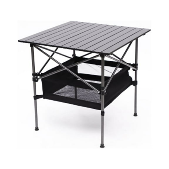 Camp Foldable Camping Table,Rectangle Patio Outdoor Dining Table Wood Tabletop with Bottom Storage Bag,Suitable for 4 People