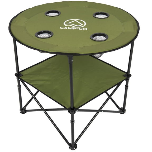 Camp & Go 2 x 2 x 2 ft Green Fabric 28" Diameter Round Portable Table