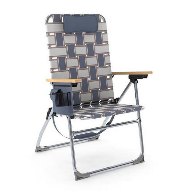 Camp Go 8081420 4 Position Retro Folding Web Chair Blue Gray