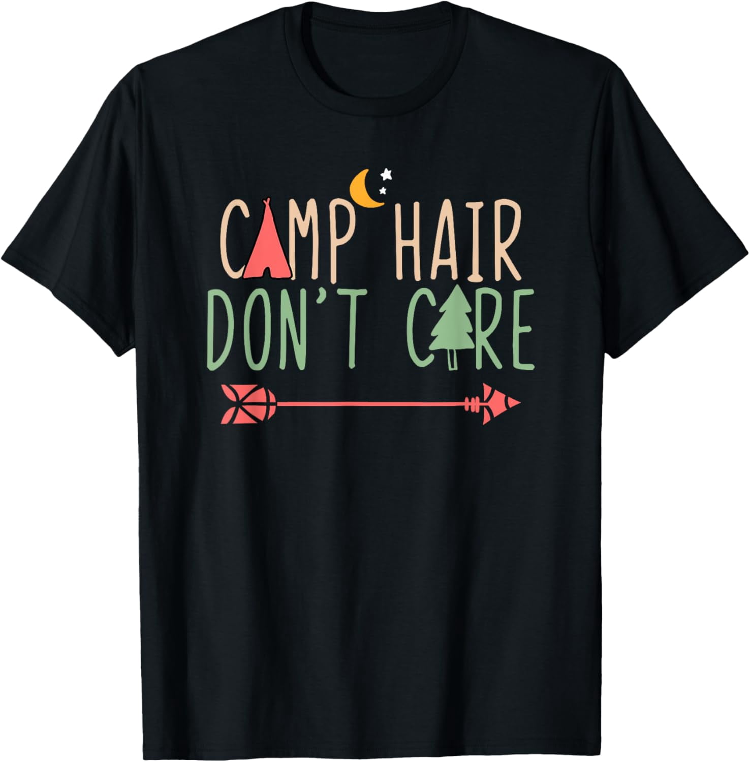 Camp Hair Don't Care Women's Girl Camping Hairstyle Camping T-Shirt ...