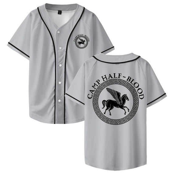 Camp Half-Blood Baseball Jersey V-Neck Short Sleeve Button-up Shirts Women Men Streetwear Tops