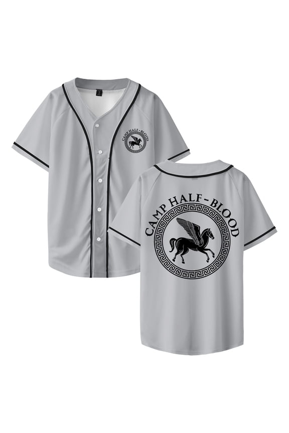 Camp Half-Blood Baseball Jersey V-Neck Short Sleeve Button-up Shirts Women Men Streetwear Tops