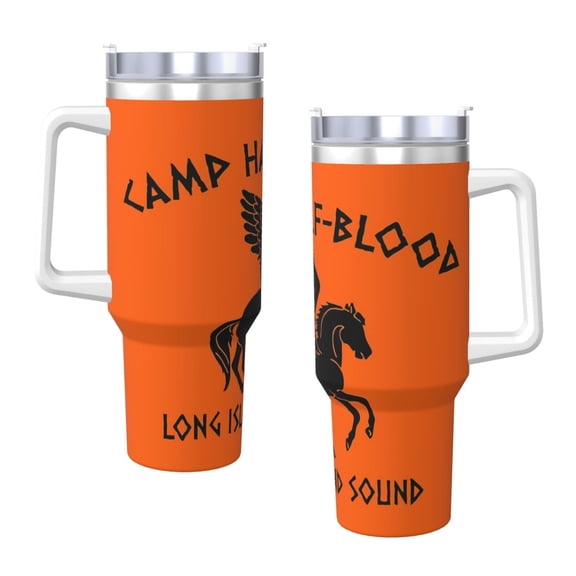 Camp Half Blood Long Island 40 Oz Tumbler With Handle And Straw Double Wall Stainless Steel Sublimation Tumbler With Handle Leakproof,Bpa-Free,Keep Cold Hours