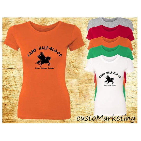 Camp Half Blood Long Island Sound Print Woman T-shirt Outfit Lady Tee Color Orange Small