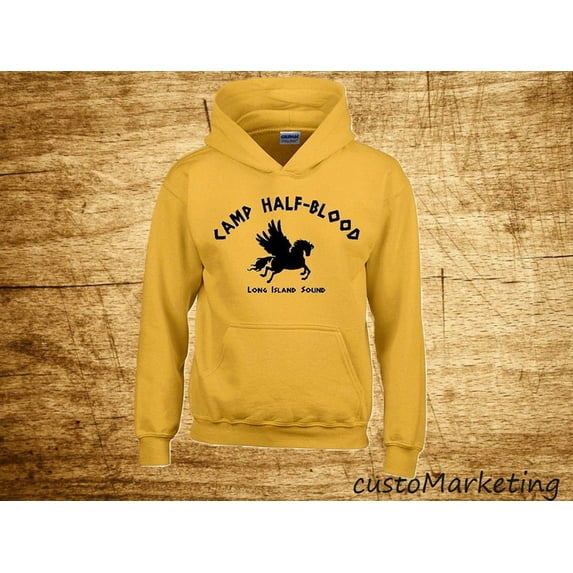 Camp Half blood Hoodie Long Island Sound Print Unisex Outfit Color Gold Small