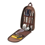 Camp Kitchen Cooking Utensil Set Cookware Kit - Portable Outdoor Cooking and Grilling Utensil Organizer Travel Set for Backpacking BBQ Camping Travel Camping Accessories