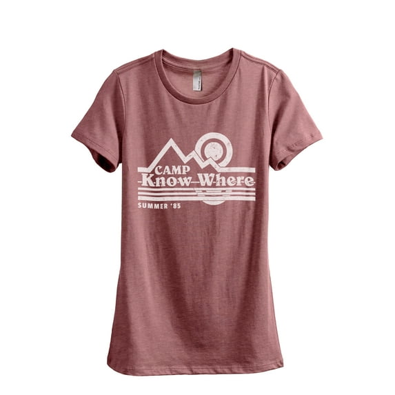 Camp Know Where Women's Fashion Relaxed T-Shirt Tee Heather Rouge Small