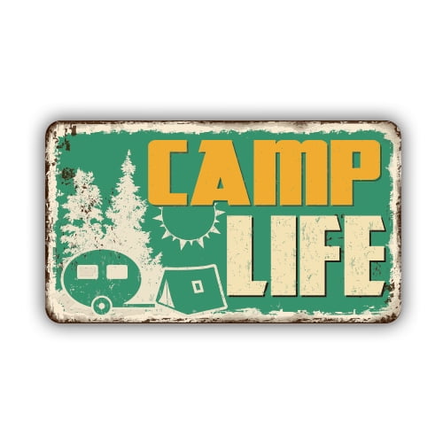 Camp Life Camper Van Camping Woods - 12" Vinyl Sticker Waterproof Decal