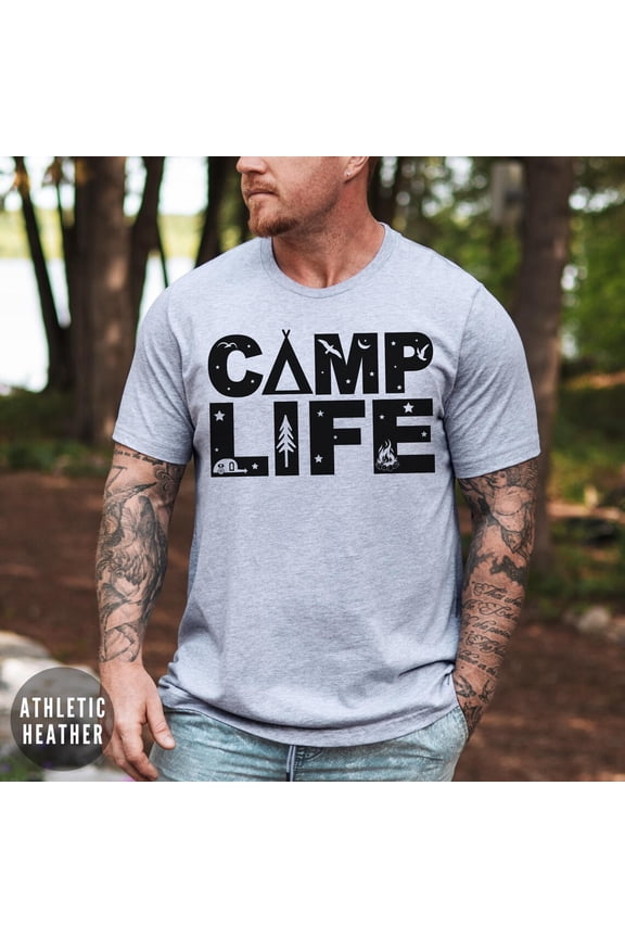 Camp Life Shirt, Minimalist Camping Graphic Tee, Nature Hiking Shirt, Bonfire Night Outdoor Shirt, Starry Sky Adventure Tee, Campfire TSHIRT All Size S-5XL