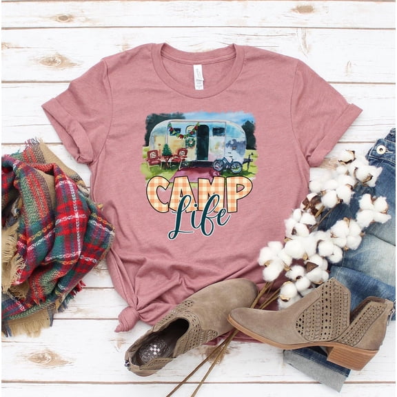 Camp Life T-shirt Camping Shirt Travel Gift Hiking Tee Nature Lover Top Vacation Shirts Outdoors Mountain Hiker Summer Collection