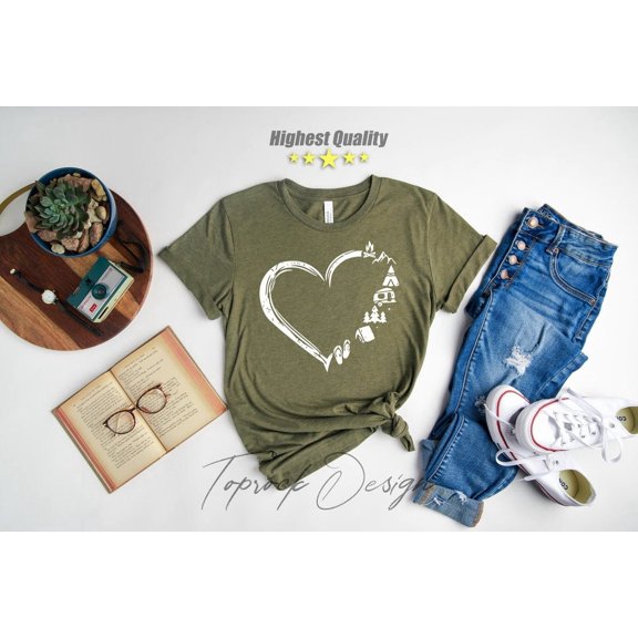 Camp Lover Shirt, Adventure Shirt, Camping Shirt, Camping Heart Shirt, Cute Hiking Shirt, Camper Shirt, Wanderlust Travel, Mountain Shirt33 All Size S-5Xl