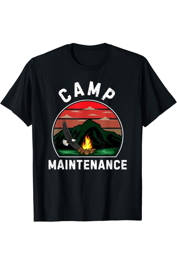 Camp Maintenance Retro Summer Camper Staff Camping T Shirt
