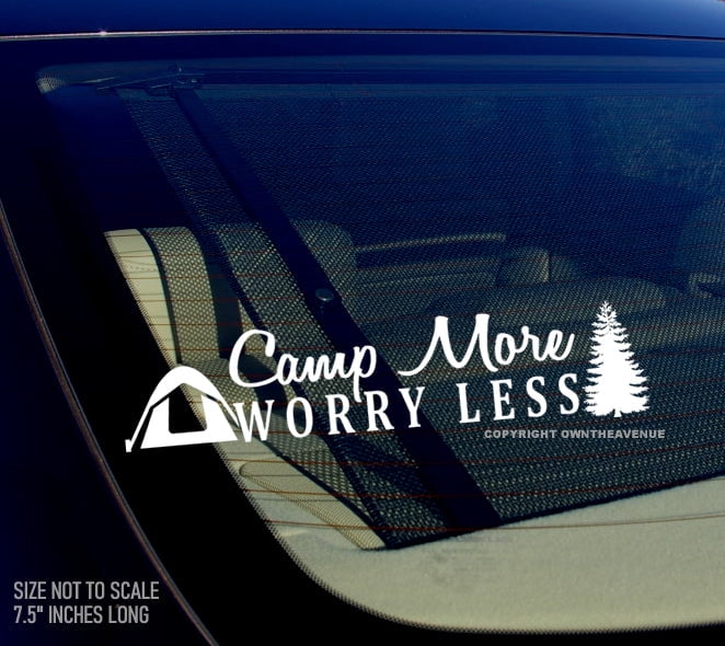 Camp More Worry Less Camping Hiking Mountains Outdoors Vinyl Sticker ...