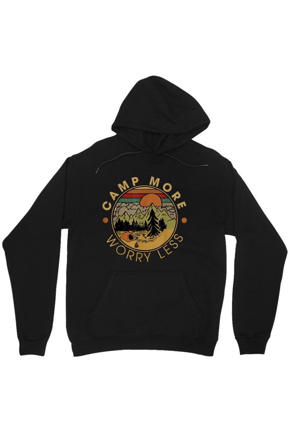 Camp More Worry Less Retro Vintage Outdoors Graphic Camping Hobby Quote M3495 Unisex Hoodie, Up to Size 5XL