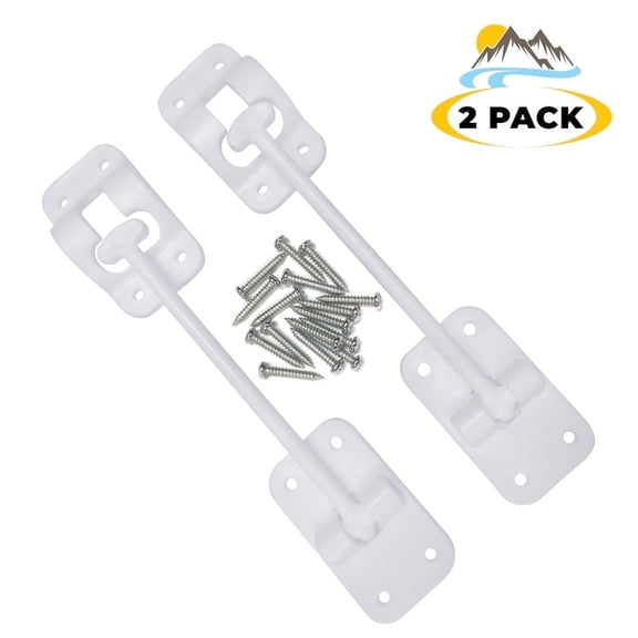 Camp'N 6" RV Door Holder and Latch - Camper & Trailer Door Catch - T Style - White 2 Pack