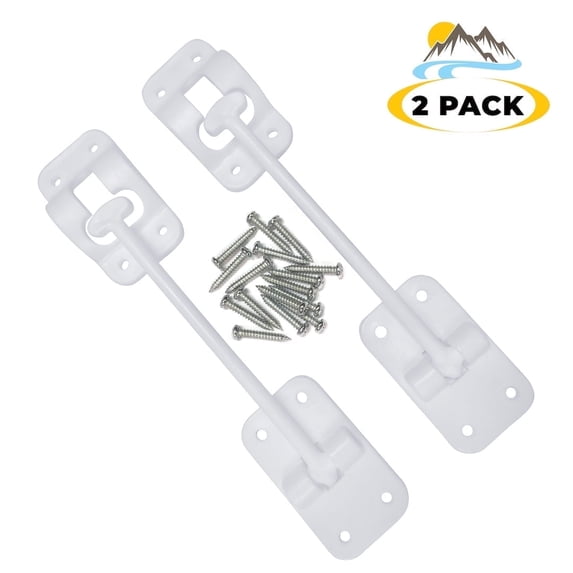 Camp'N 6" RV Door Holder and Latch - Camper & Trailer Door Catch - T Style - White 2 Pack