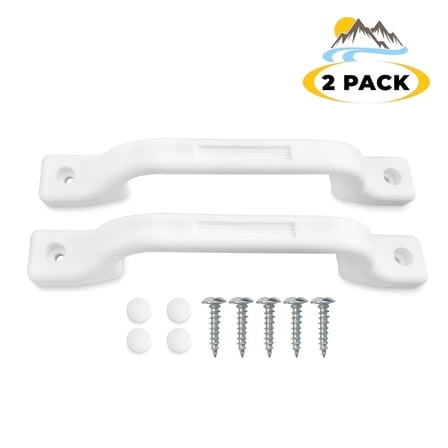 Camp'N RV Plastic Grab Handle, RV Handle Grab Bar for Door, Trailer & Camper White 2-Piece