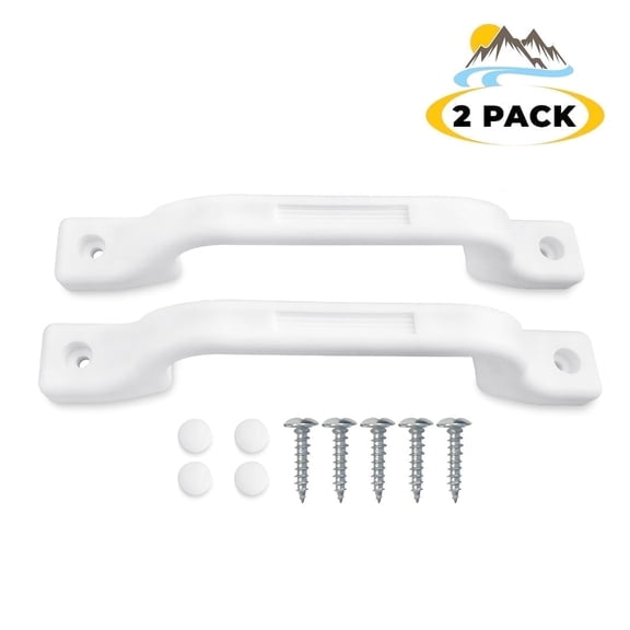 Camp'N RV Plastic Grab Handle, RV Handle Grab Bar for Door, Trailer & Camper White 2-Piece