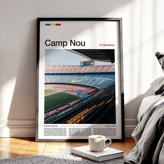 Camp Nou Football Poster, Barcelona Football Wall Art, Unframed Paper Poster 8x10in