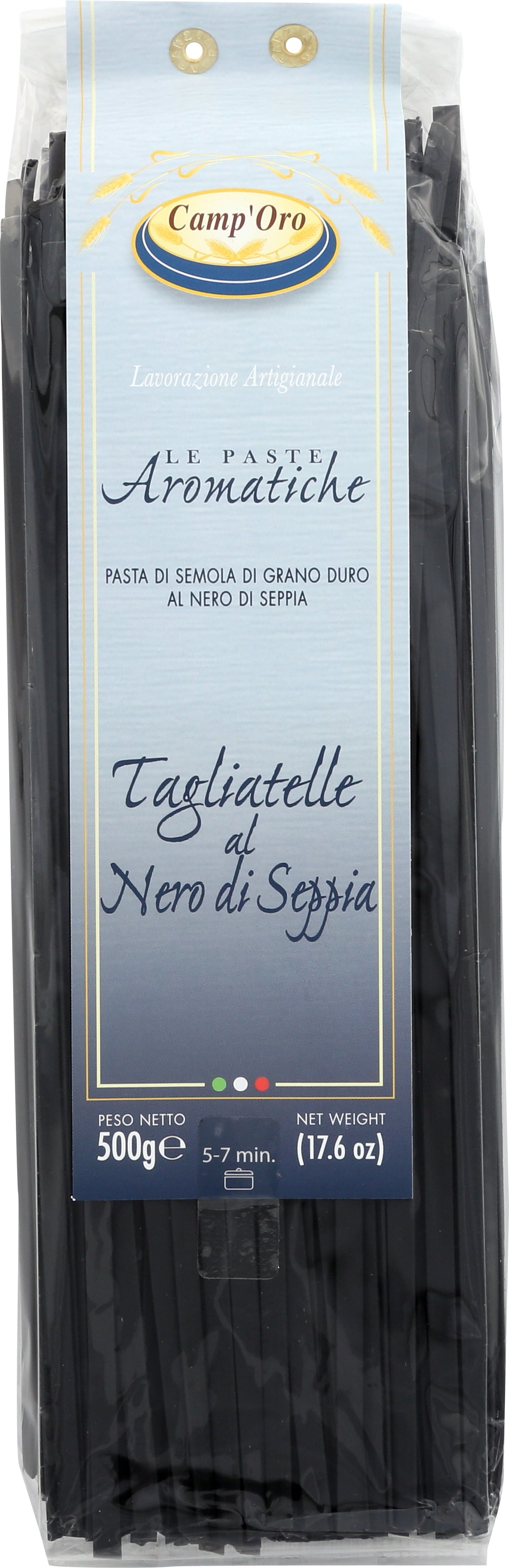 Camp'Oro Le Aromatiche Black Squid Ink Tagliatelle Italian Pasta, Black Squid Ink, 17.6 Ounce