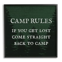 Camp Rules If You Get Lost Funny Typography Graphic Art Black Framed Art Print Wall Art