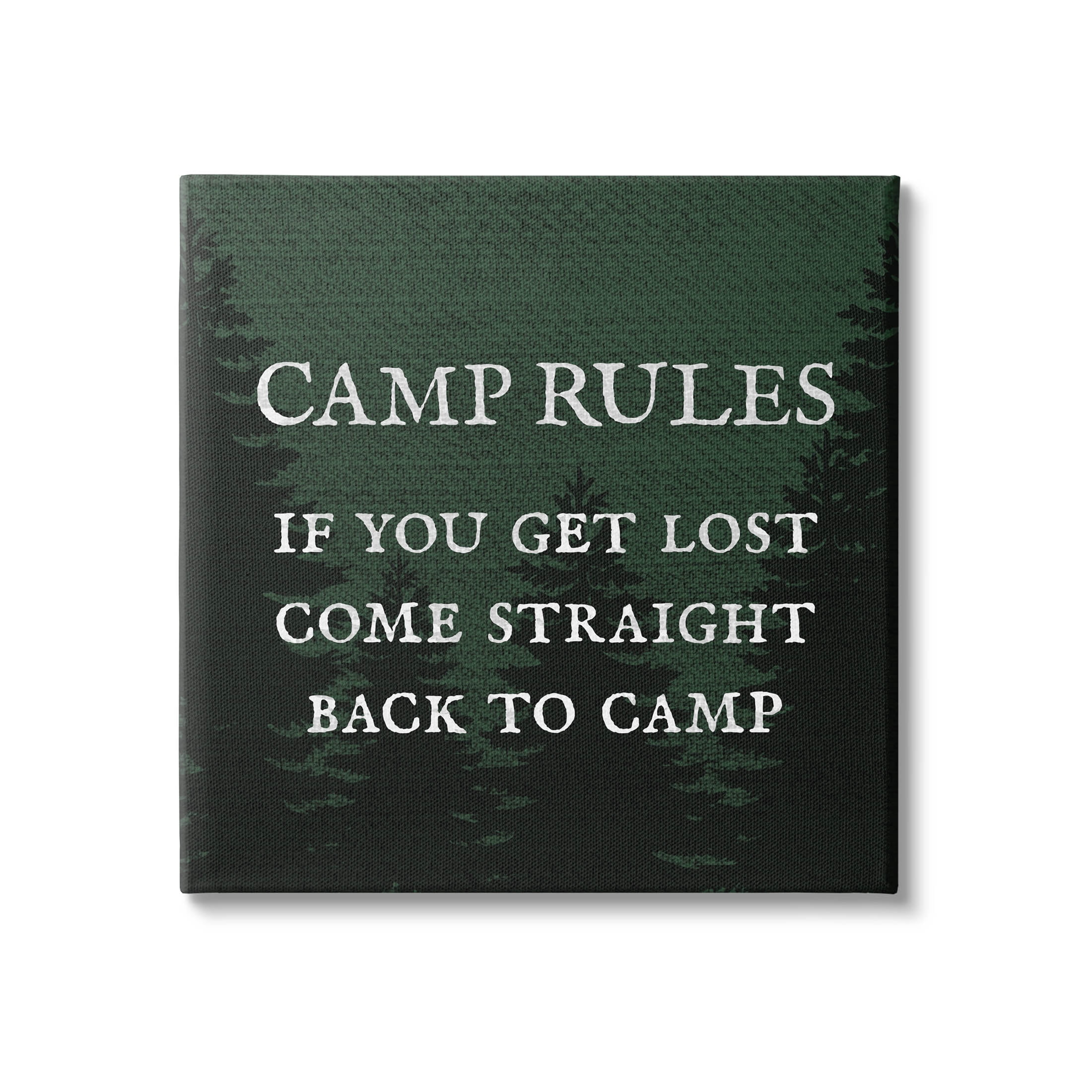 Camp Rules If You Get Lost Funny Typography Graphic Art Gallery Wrapped Canvas Print Wall Art