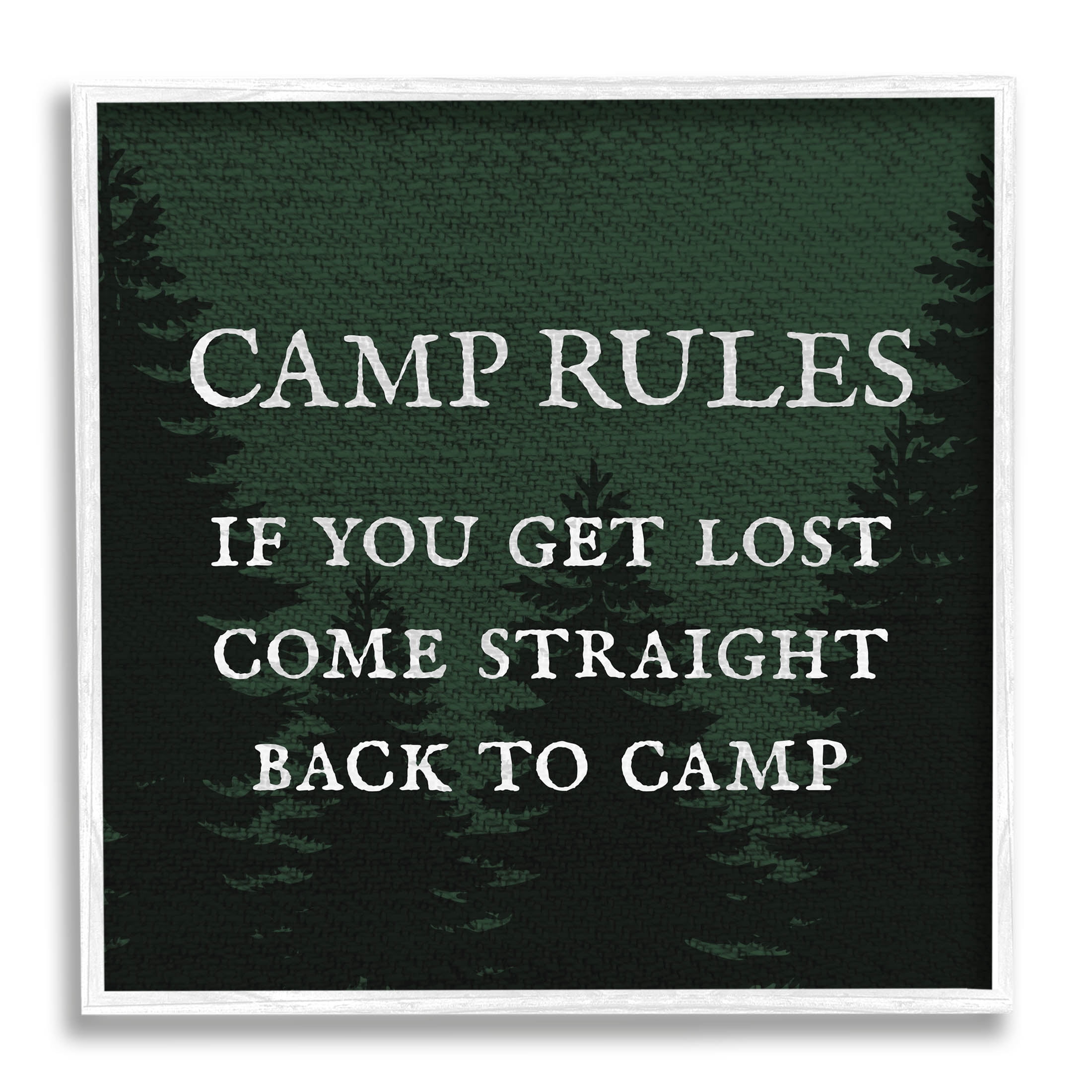 Camp Rules If You Get Lost Funny Typography Graphic Art White Framed Art Print Wall Art