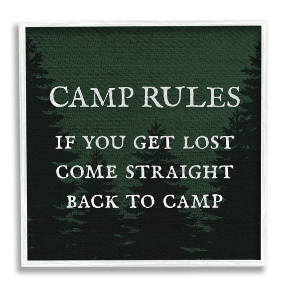 Camp Rules If You Get Lost Funny Typography Graphic Art White Framed Art Print Wall Art