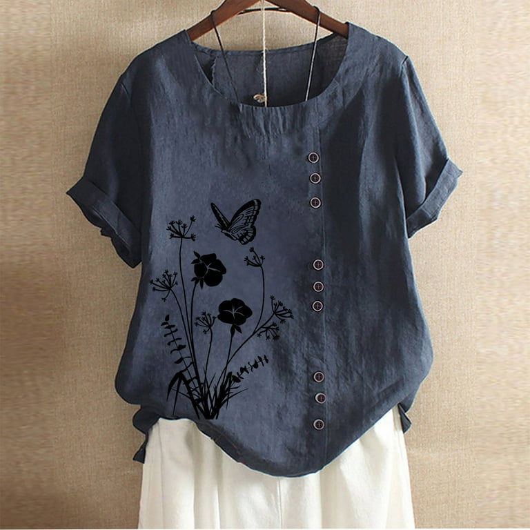 Casual Floral O Neck T-Shirts Casual Floral O Neck T-Shirts