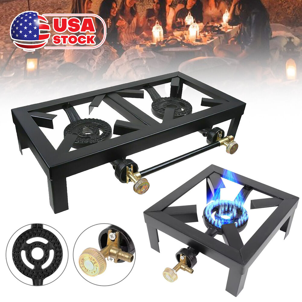 Camp Single/Double Burner Cast Iron Propane LPG Gas Stove Outdoor