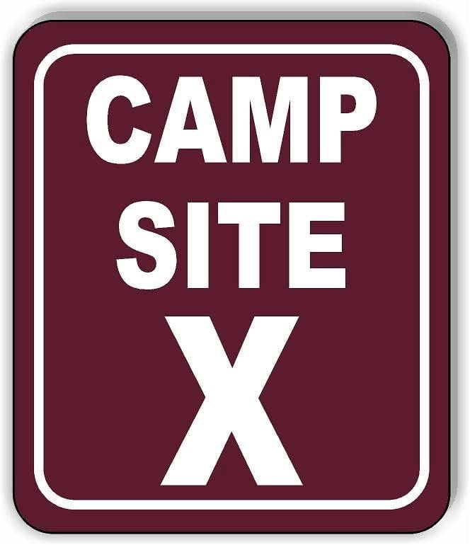 Bffae Sign Camp Site X Camping Aluminum Composite Sign, 8.5