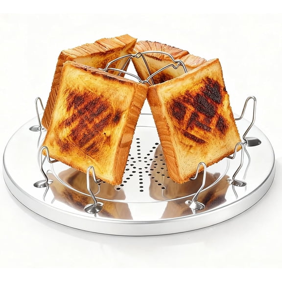 Camp Stove Toaster Outdoor, Foldable Stainless Steel Toaster for Camping, Holds 4 Bread Slices, Compact for Hiking and Picnic