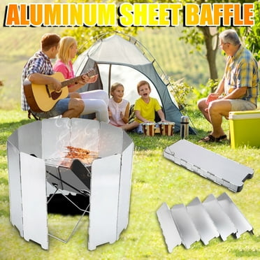 Camp Stove Windscreen, 10 Plates Lightweight Folding Outdoor Picnic Cooker Stove Wind Screen Windshield for Camping Stove Backpacking Stove Butane Stoves Alcohol Stoves